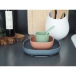 Béaba - Set repas silicone - Vaisselle enfant - 4 pièces - Vert/terre cuite/gris