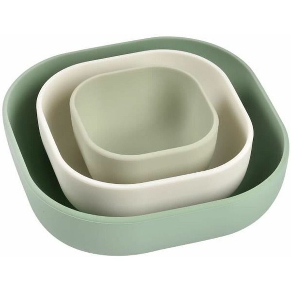 Béaba Set de Bols Silicone Vert Sauge/Coton/Vert Brumeux Béaba Set de Bols Silicone Vert Sauge/Coton/Vert Brumeux