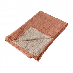 Quax - Couverture en Mousseline Naturelle - Abricot/Ecru - 105x135 cm