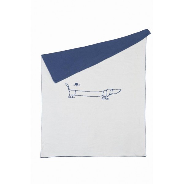 Pericles - Couverture Tricotée pour Parc/Berceau 80x100cm - Chien