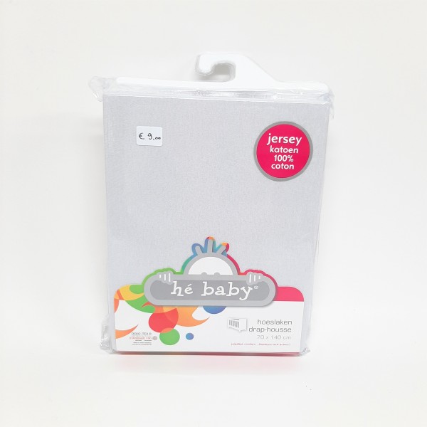 Hé Baby - Drap Housse pour Lit Bébé Evolutif - 70x140 cm - Jersey - Gris Clair