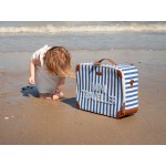 Childhome Mini Traveller Valise Enfant - Stripes - Electric blue/Light blue