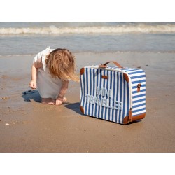 Childhome Mini Traveller Valise Enfant - Stripes - Electric blue/Light blue