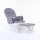Childhome - Fauteuil A Bascule Rond Avec Repose-Pied - Bois Toile - Gris