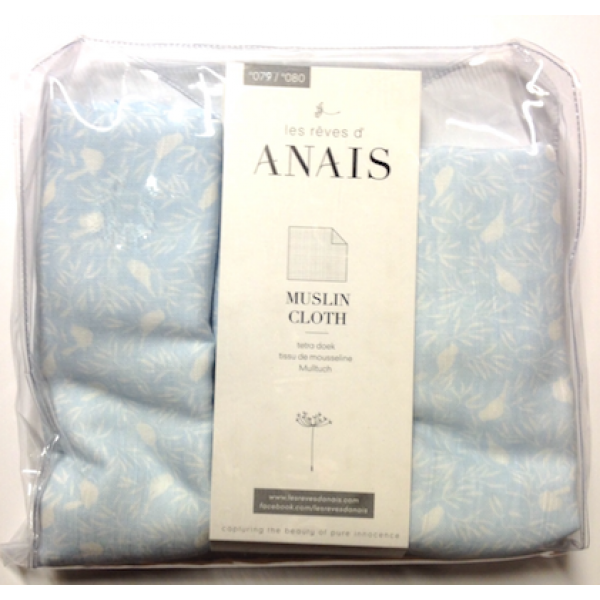 Les Rêves d'Anaïs Blue Birds tissu de mousseline 55x55 cm